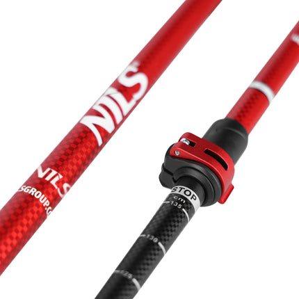 Bețe de nordic walking din aluminiu roșu, lungime reglabilă