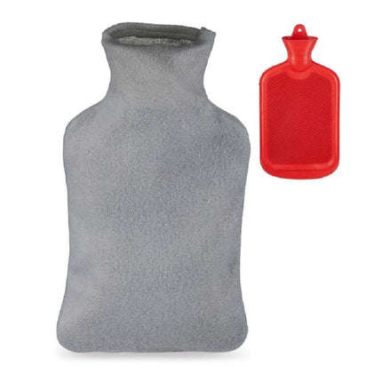 Red Hot Water Bottle with Grey Cover