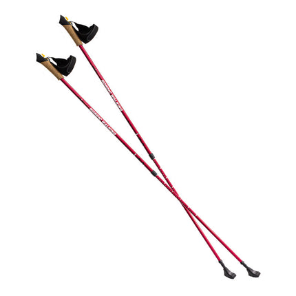 Bețe roșii de nordic walking, reglabile, ușoare