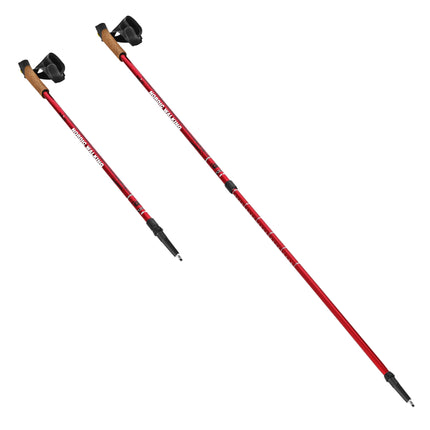 Bețe roșii de nordic walking, reglabile, ușoare