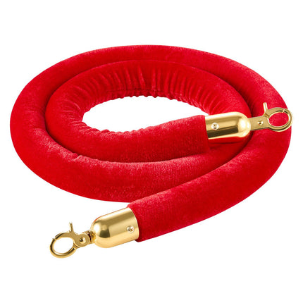 Red Velvet Stanchion Rope Set, 2 Pack, 1.5 m, Gold Hooks