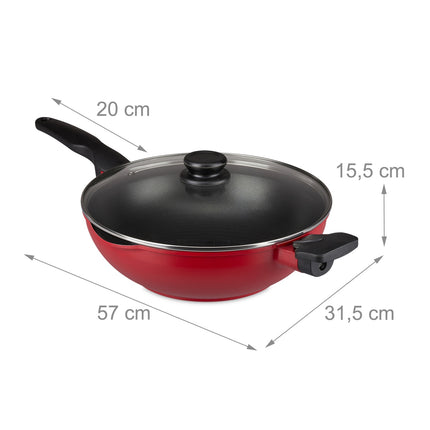 Wok roșu cu capac