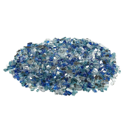 Reflective Fire Pit Glass, 10 lb, 1/2 in, Blue Mix