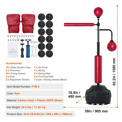 Reflex Boxing Speed Bag Set, Height Adjustable, Gloves