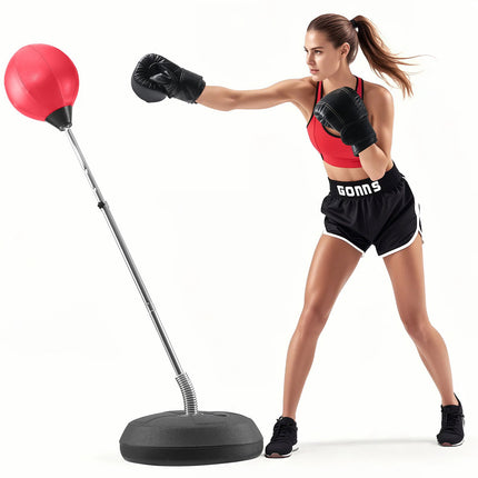 Reflex Punching Bag, Adjustable Height, Gloves Included