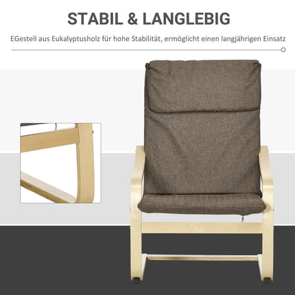 Brown linen-look relaxation rocking chair with cushion