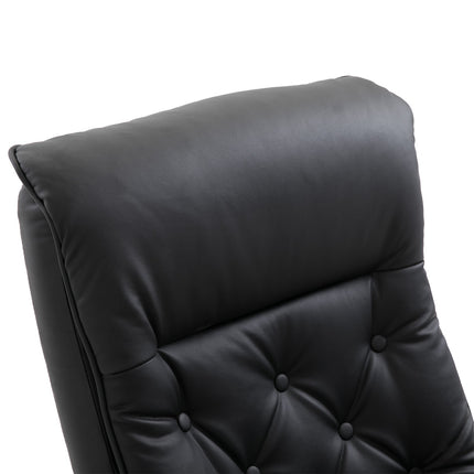 Chesterfield relaxation chair and stool, 360° rotatable, PU leather