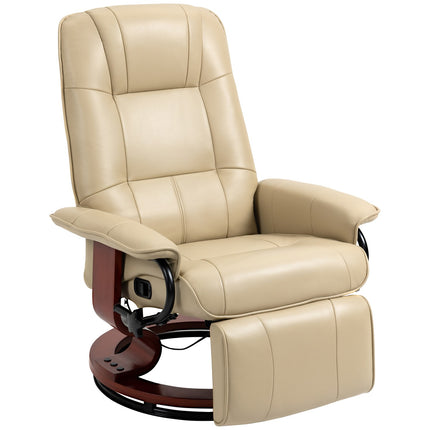 Cream white artificial leather armchair with footrest