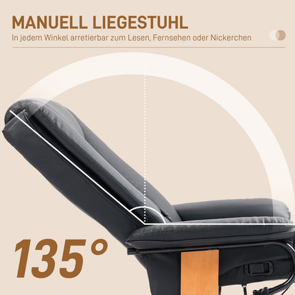 Swivel recliner, synthetic leather, black, 150 kg capacity