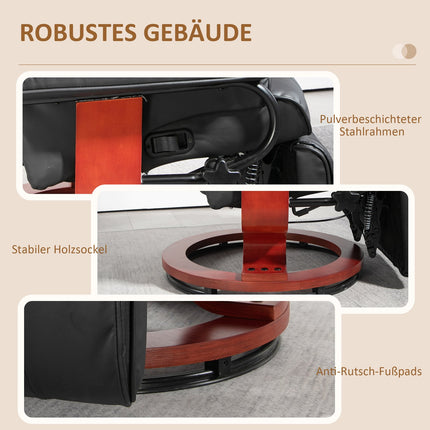 Reclining TV chair in artificial leather, Rotating, Brown, 150 kg Capacity