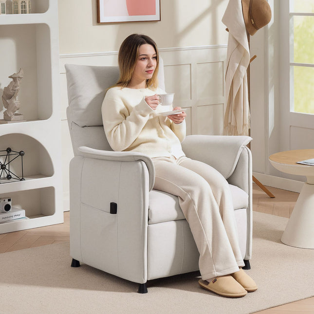 Scaun de relaxare Scaun TV electric cu functie de memorie, zgomot mai silențios, funcție de înclinare, scaun de relaxare reglabil cu imitație de catifea care acceptă animalele de companie, cremă pentru telecomandă |