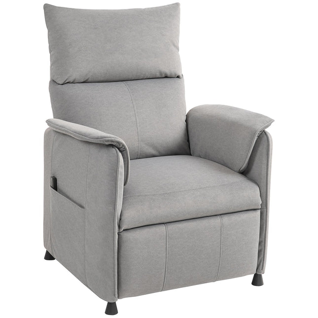 Scaun de relaxare Scaun TV electric cu functie de memorie, zgomot mai silențios, funcție de înclinare, scaun de relaxare reglabil cu imitație de catifea care acceptă animalele de companie, telecomanda gri |