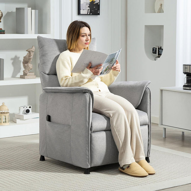 Scaun de relaxare Scaun TV electric cu functie de memorie, zgomot mai silențios, funcție de înclinare, scaun de relaxare reglabil cu imitație de catifea care acceptă animalele de companie, telecomanda gri |