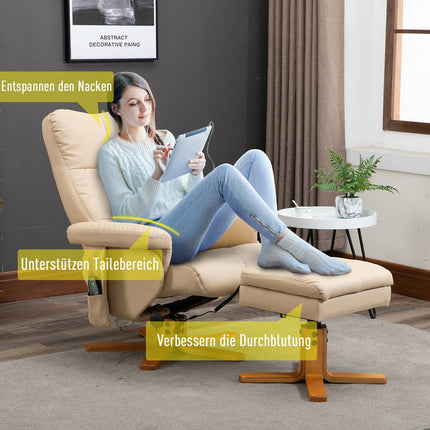 Lounger with footstool, synthetic leather, 145° tilt
