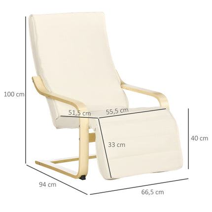 Relaxation Swing Recliner Chair, Adjustable Footrest, Cream