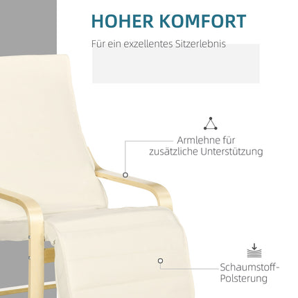 Relaxation Swing Recliner Chair, Adjustable Footrest, Cream