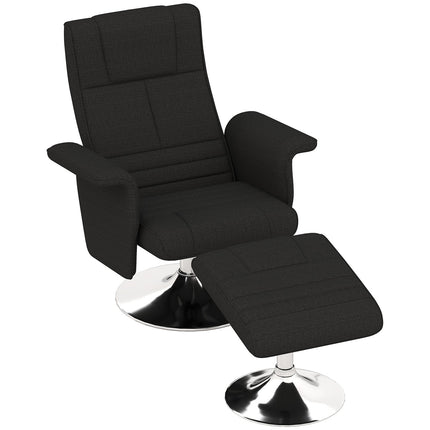 Scaun de relaxare cu taburet, scaun de masaj rotativ cu funcție de înclinare, masaj cu vibrații în 8 puncte, scaun TV electric cu telecomandă, aspect lenjerie, oțel, negru