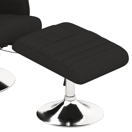Scaun de relaxare cu taburet, scaun de masaj rotativ cu funcție de înclinare, masaj cu vibrații în 8 puncte, scaun TV electric cu telecomandă, aspect lenjerie, oțel, negru