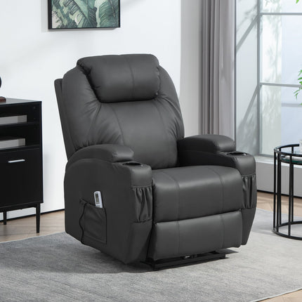 Scaun de relaxare cu functie de masaj, scaun TV electric cu functie de inclinare, fotoliu de masaj cu telecomanda, suport pentru pahare