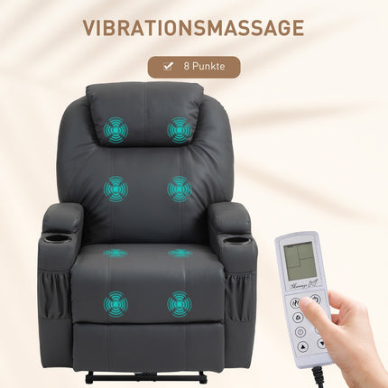 Scaun de relaxare cu functie de masaj, scaun TV electric cu functie de inclinare, fotoliu de masaj cu telecomanda, suport pentru pahare