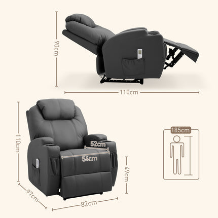 Scaun de relaxare cu functie de masaj, scaun TV electric cu functie de inclinare, fotoliu de masaj cu telecomanda, suport pentru pahare