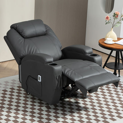Scaun de relaxare cu functie de masaj, scaun TV electric cu functie de inclinare, fotoliu de masaj cu telecomanda, suport pentru pahare