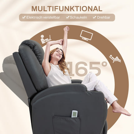 Scaun de relaxare cu functie de masaj, scaun TV electric cu functie de inclinare, fotoliu de masaj cu telecomanda, suport pentru pahare