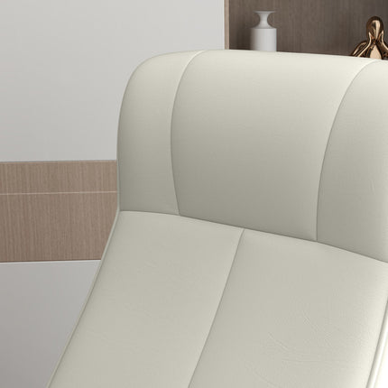 Reclining microfiber TV chair with stool, cream white