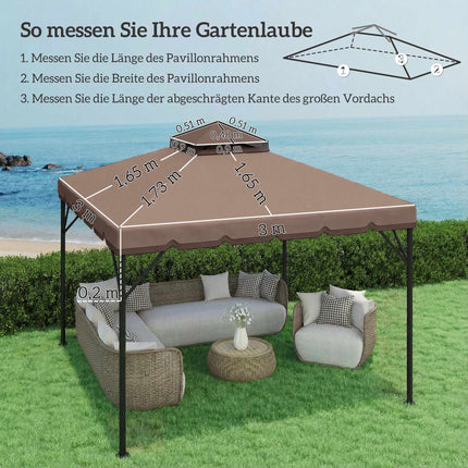 Copertină de schimb pentru foișor 3x3m, poliester UPF 30+