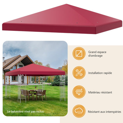 Copertină de schimb pentru foișor 300x300 cm, poliester, culoare vișinie