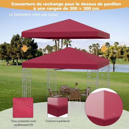 Copertină de schimb pentru foișor 300x300 cm, poliester, culoare vișinie