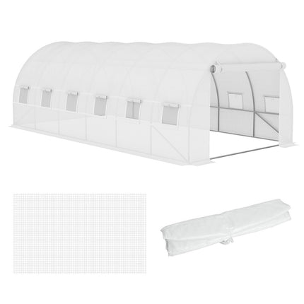Husa de schimb folie de schimb 600 x 300 x 200 cm cu usa din fata, 12 ferestre, folie de sera rezistenta la rupere, folie de gradina pentru sera, sera, rama rece, alb