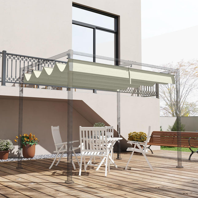 Acoperiș de schimb pentru pergolă de 2,85 x 2 m, baldachin retractabil hidrofug cu orificii de scurgere a ploaiei, protecție UV 30+, umbrire rezistentă la iarnă pentru grădină, balcon, terasă, alb crem