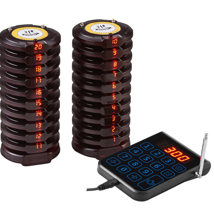 Restaurant Pager System, 500m Range, 20 Buzzers, Vibration And Flash