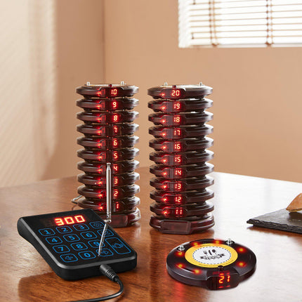 Restaurant Pager System, 500m Range, 20 Buzzers, Vibration And Flash