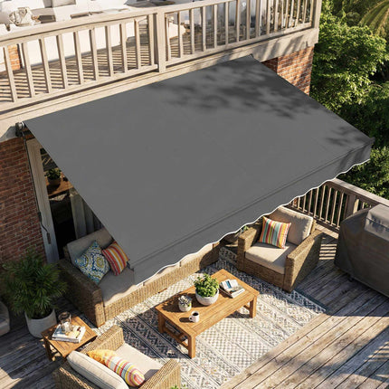Copertină retractabilă, 10m², gri închis, manivelă manuală