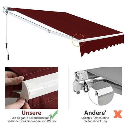 Copertina retractabilă, 2,5x2m, rezistentă la UV și la apă, roșu