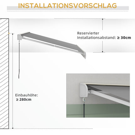 Copertină retractabilă, 295x250 cm, telecomandă, gri deschis