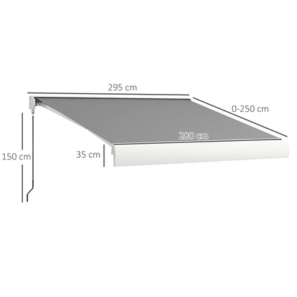 Copertină retractabilă, 295x250 cm, telecomandă, gri deschis