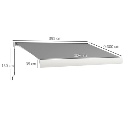 Copertină retractabilă, 395x300 cm, telecomandă și manuală