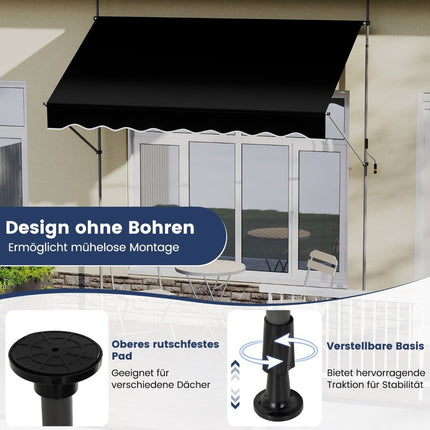 Copertina retractabilă, fără găurire, înălțime reglabilă, 250 cm, negru