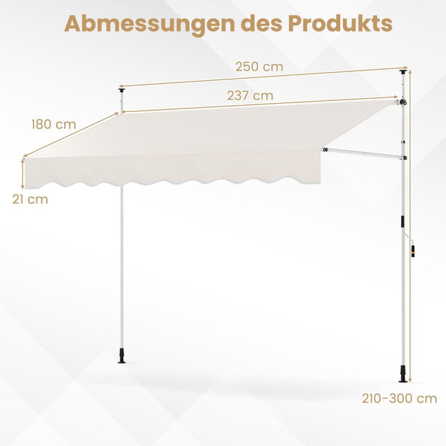 Copertina retractabilă, fără găurire, înălțime reglabilă, 250 cm, alb
