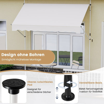 Copertina retractabilă, fără găurire, înălțime reglabilă, 250 cm, alb