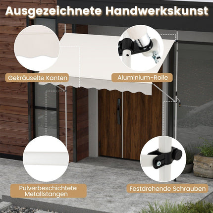 Copertina retractabilă, fără găurire, înălțime reglabilă, 250 cm, alb