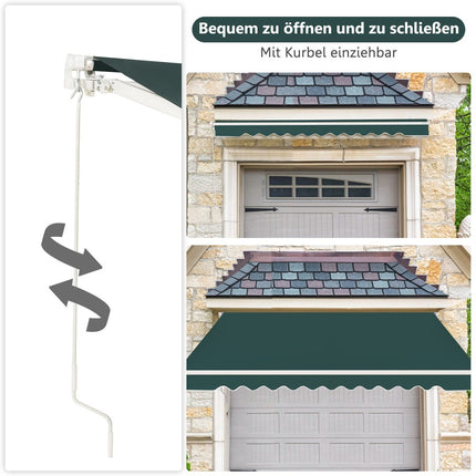 Retractable Awning with Crank, 400x250 cm, Green