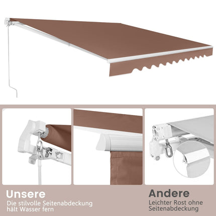 Copertina retractabila cu manivela, maro, 2,5m x 2m