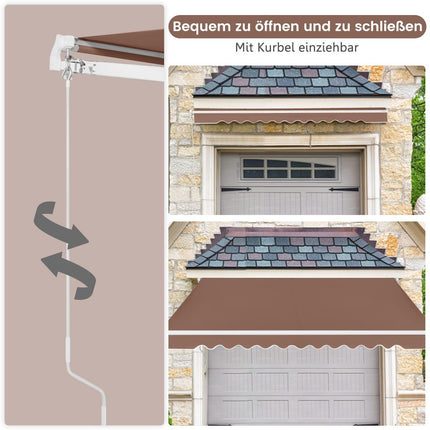 Copertina retractabila cu manivela, maro, 2,5m x 2m