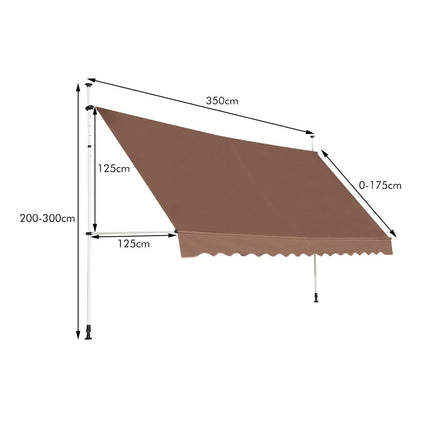 Retractable Balcony Awning, 350 cm, No-Drill, UV Resistant