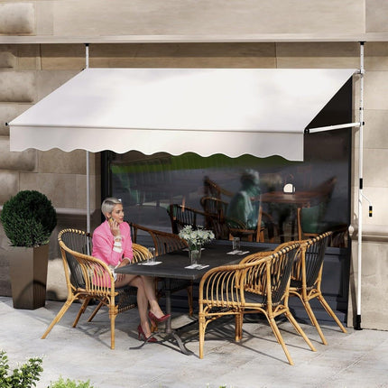 Copertina retractabilă pentru balcon, fără găurire, înălțime reglabilă, alb