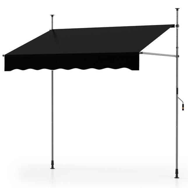 Copertina retractabilă pentru balcon, fără găurire, rezistentă la UV, 200 cm, negru